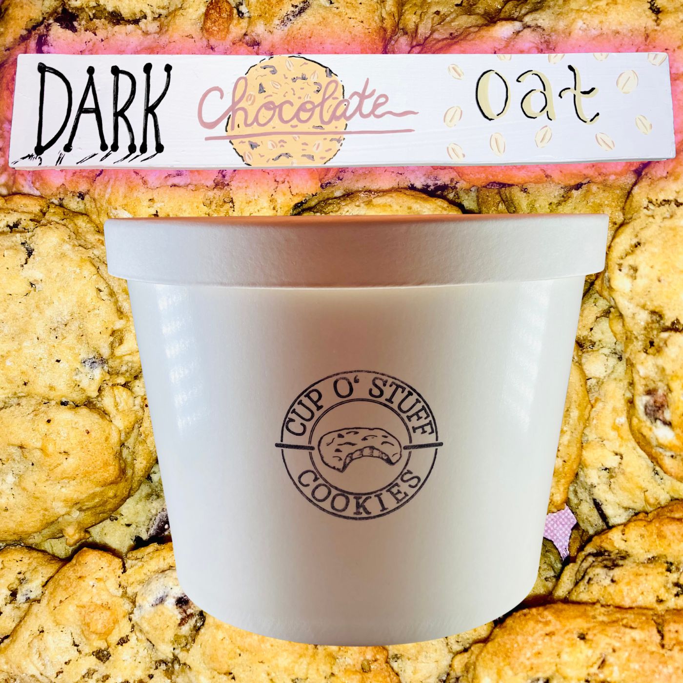 Bucket of Dark Chocolate Oat Cookies
