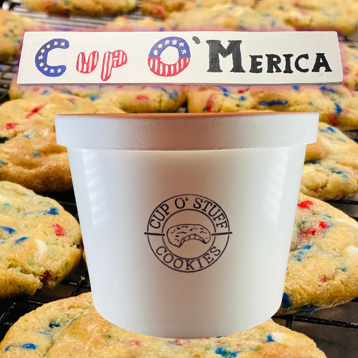 Bucket of Cup O'Merica Cookies